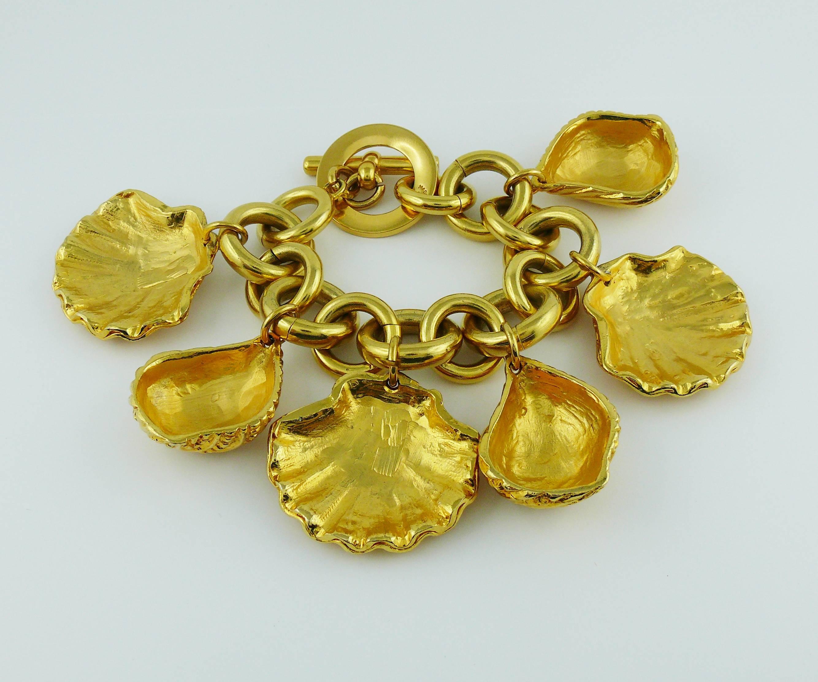 Celine Paris Vintage 1992 Gold Toned Sea Life Charms Bracelet 1