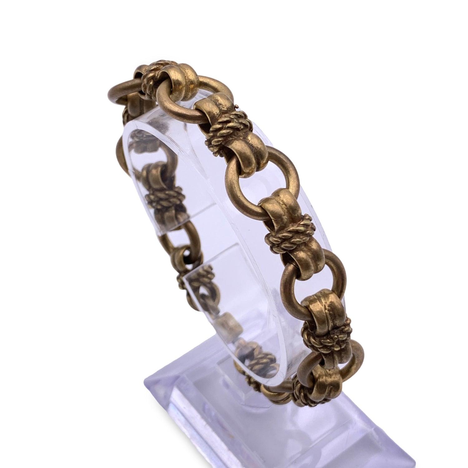 Celine Paris Vintage Antiquated Gold Metal Chain Link Bracelet In Excellent Condition In Rome, Rome