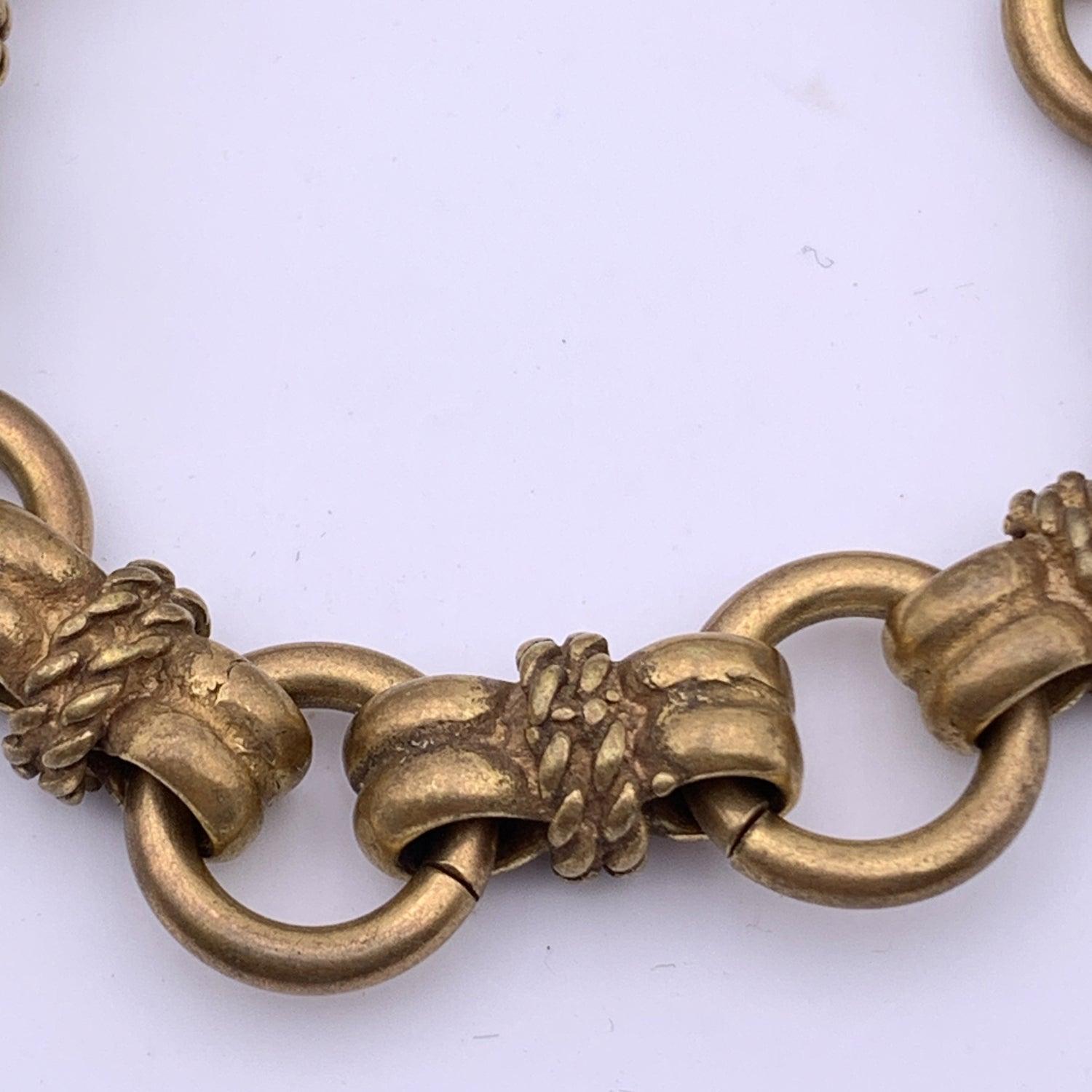 Celine Paris Vintage Antiquated Gold Metal Chain Link Bracelet 1