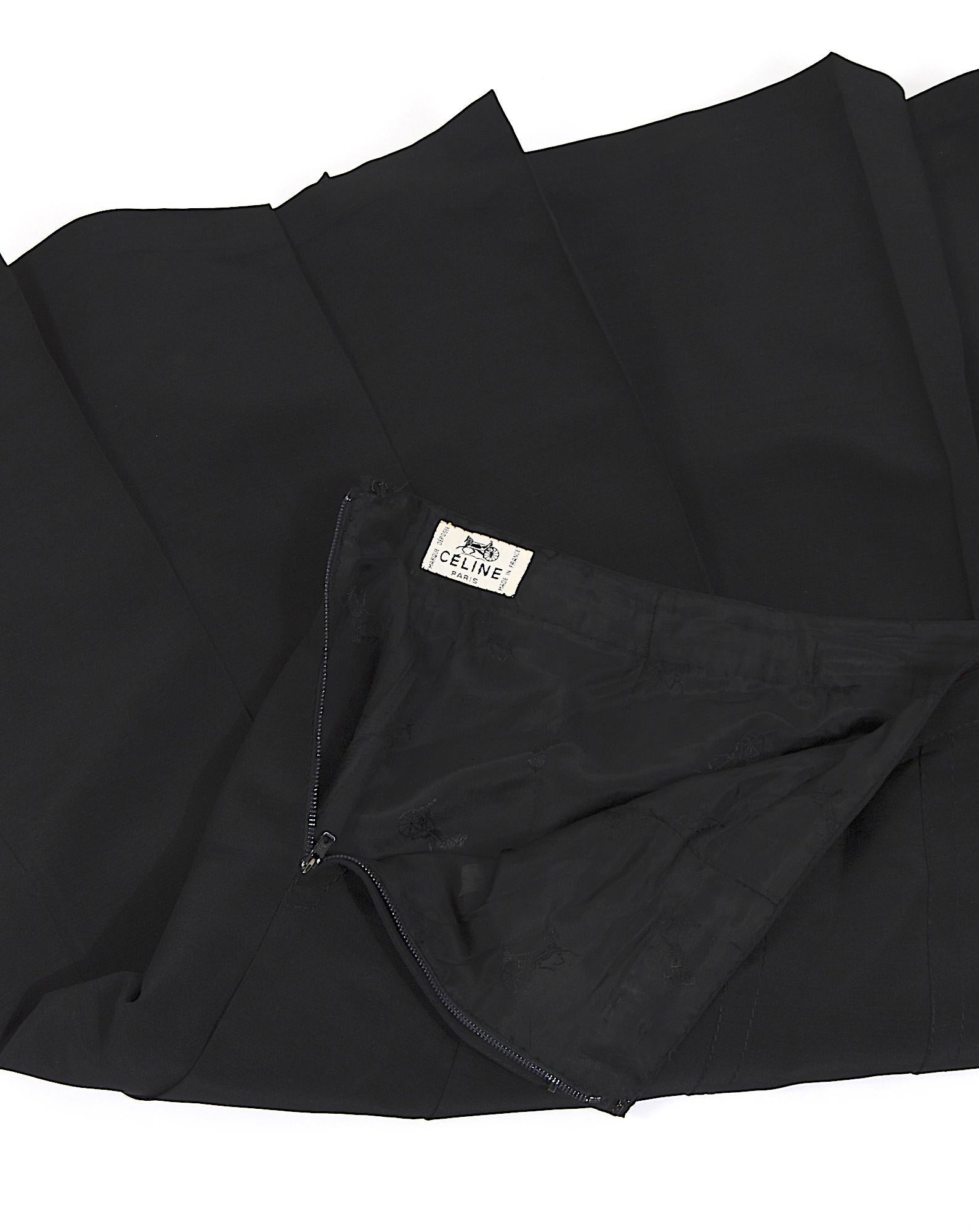 Jupe plissée noire Céline Paris vintage des années 1980.  en vente 3