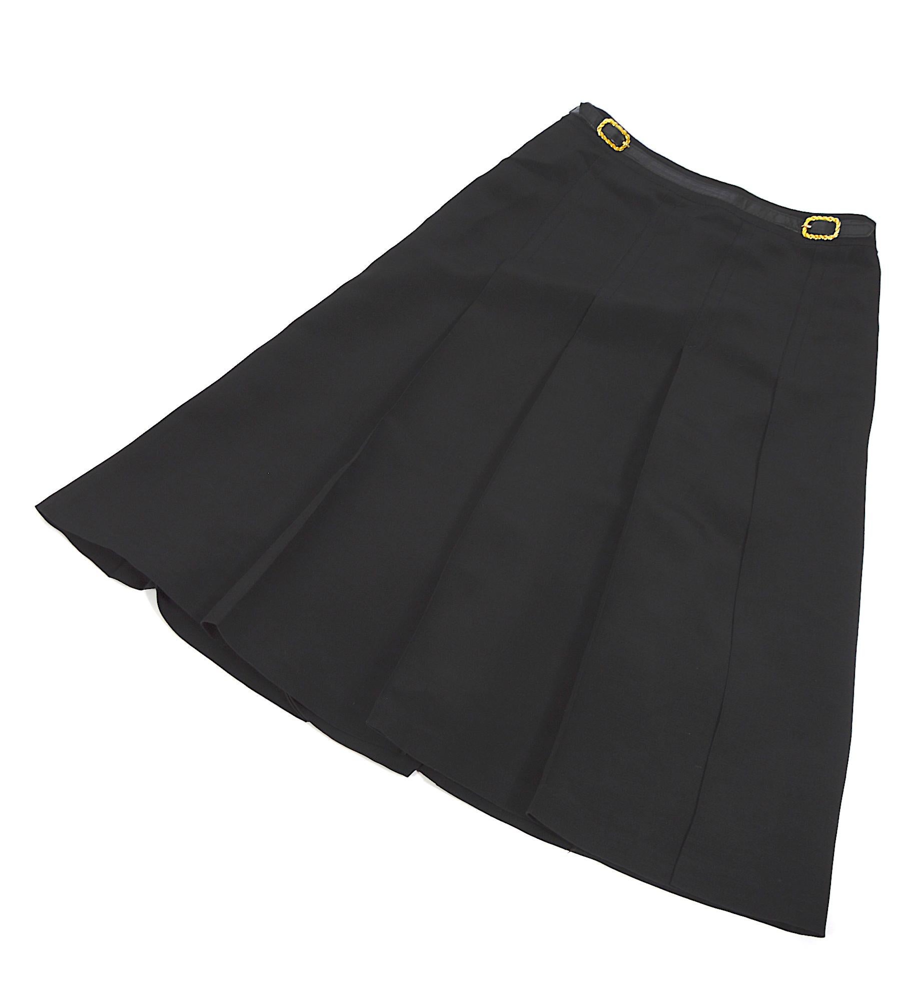Céline Paris vintage 1980s black pleated skirt.  For Sale 1