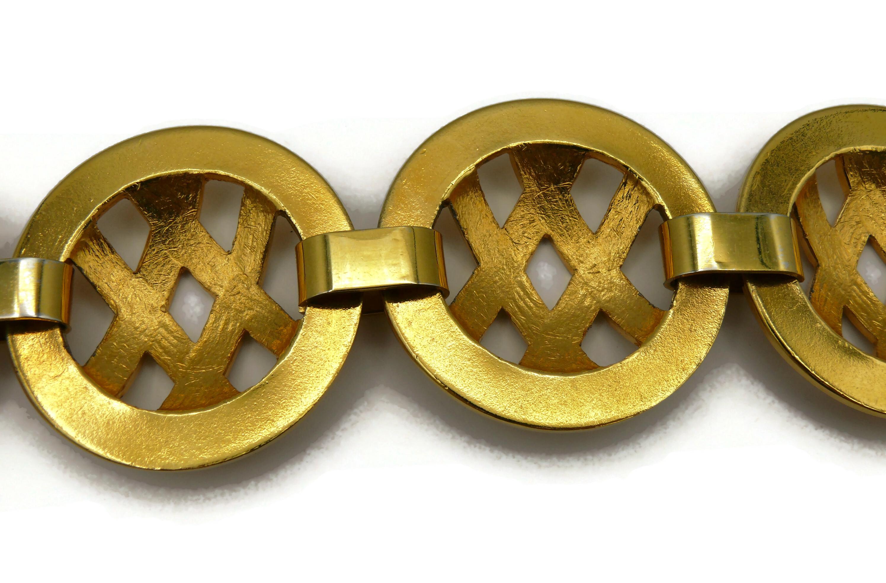 CELINE PARIS Vintage Massive Gold Tone Link Bracelet 4
