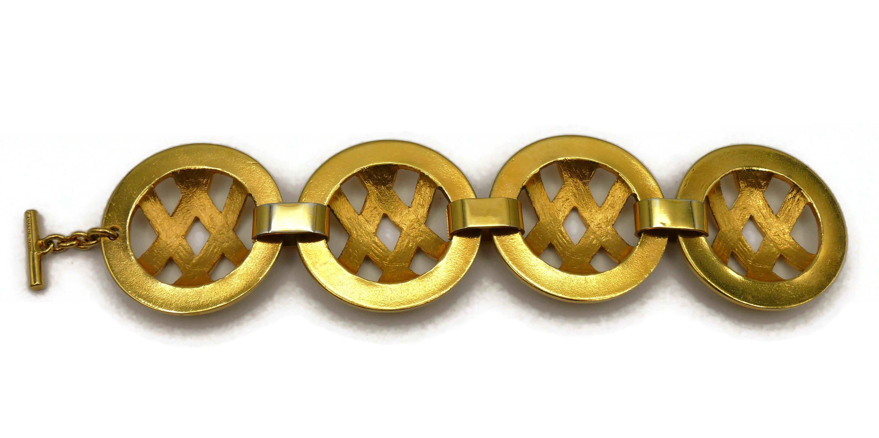 CELINE PARIS Vintage Massive Gold Tone Link Bracelet 1