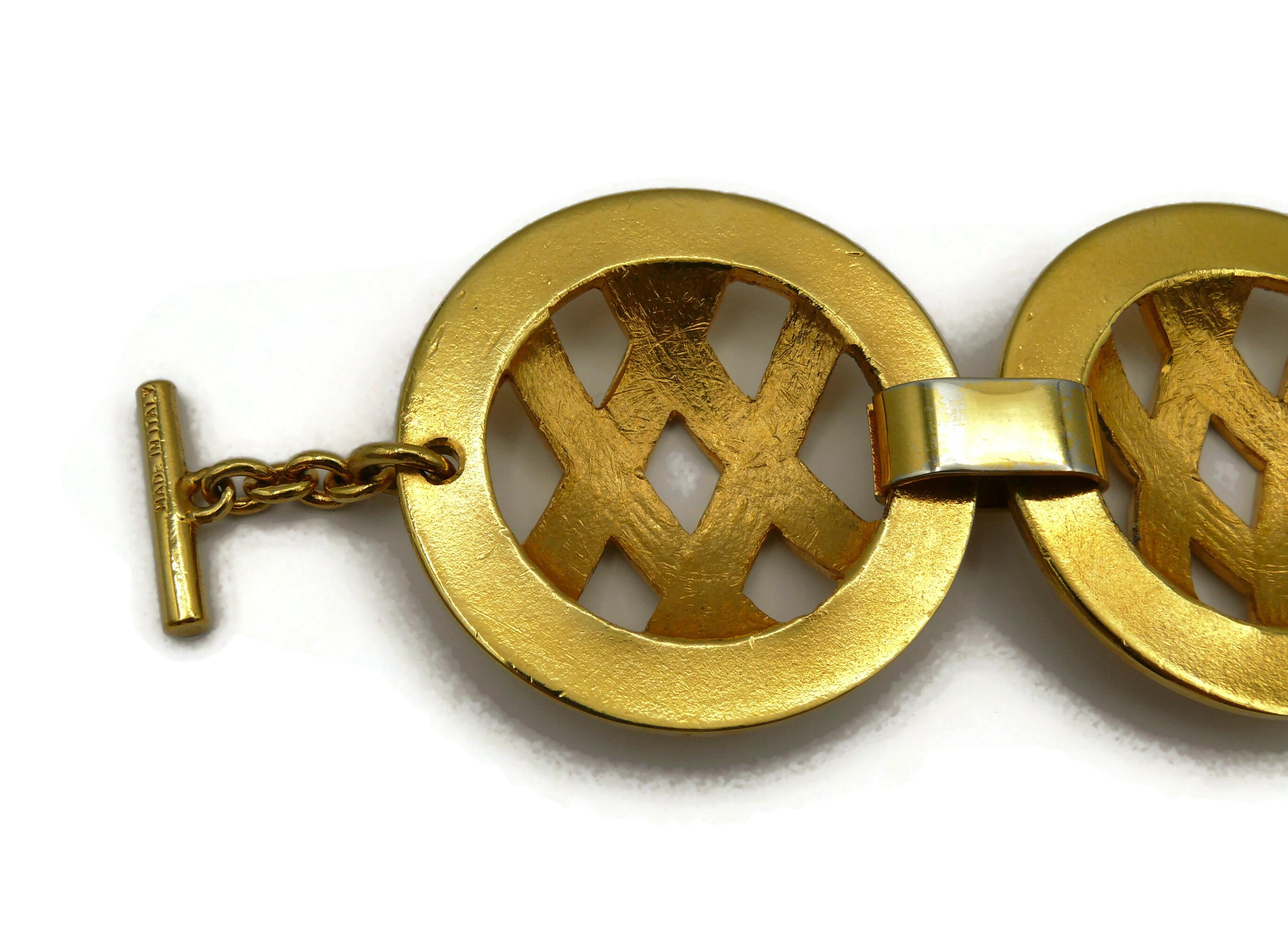 CELINE PARIS Vintage Massive Gold Tone Link Bracelet 2
