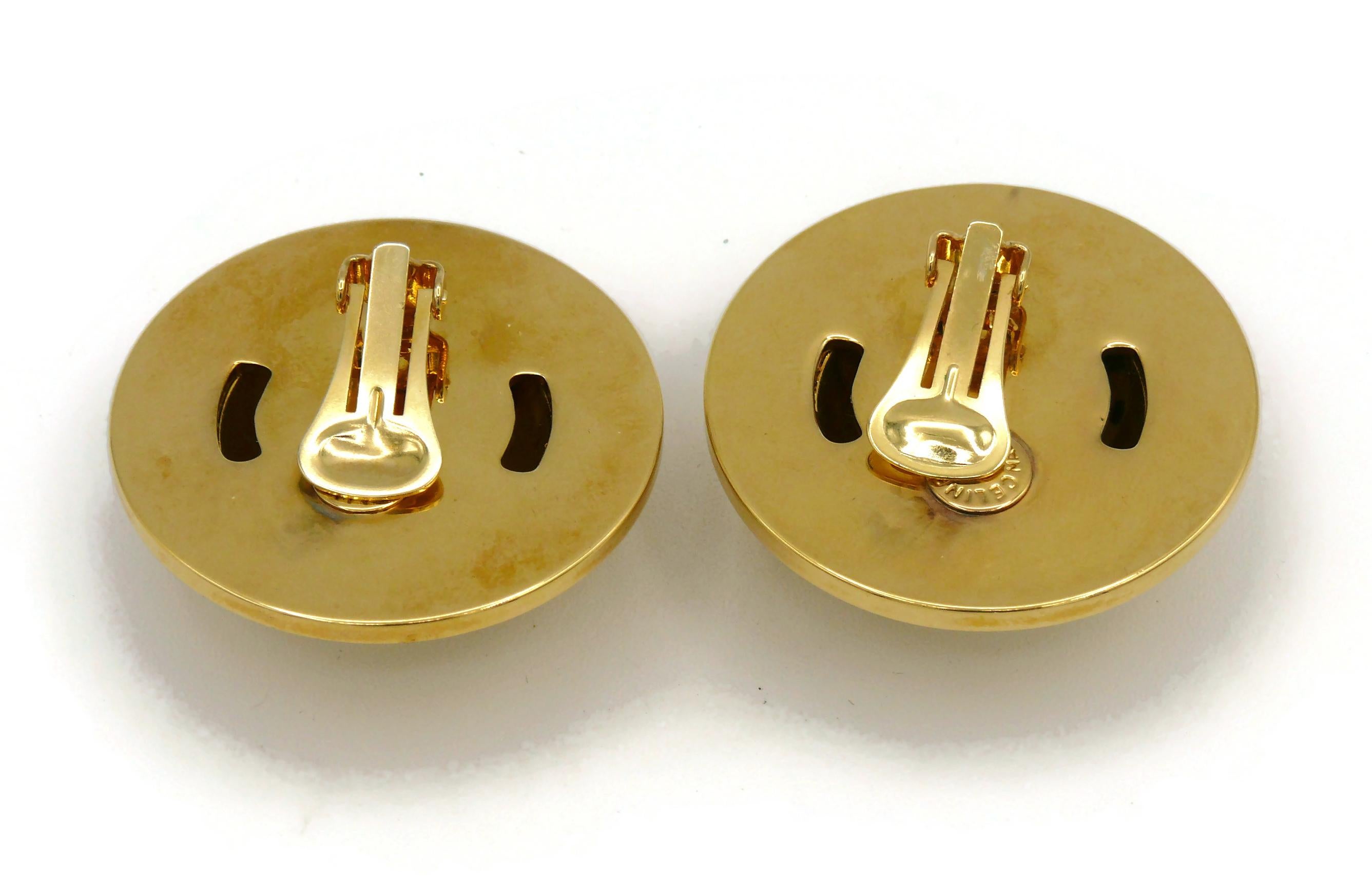 Women's Celine Paris Vintage Massive Iconic Gold Toned Celestial Clip-On Earrings