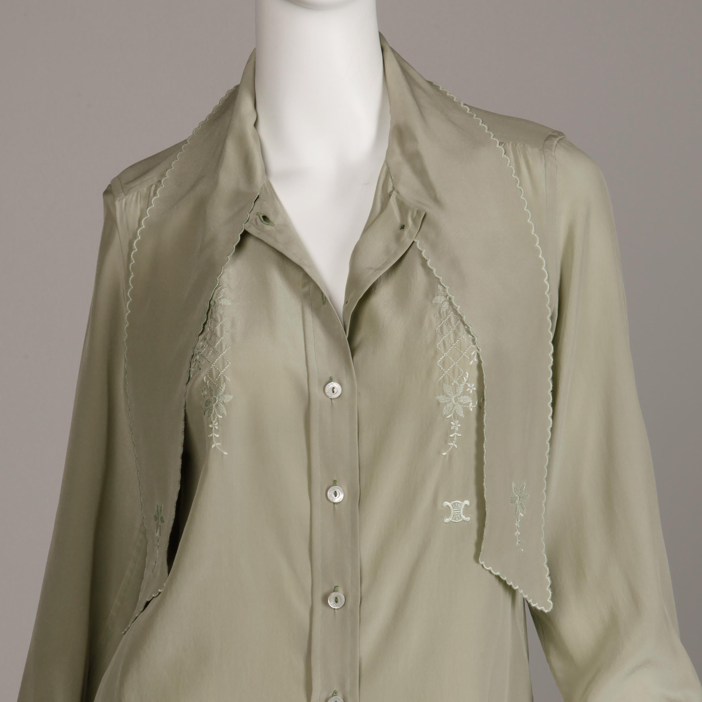 Celine Paris Vintage Silk Blouse; 1970s  3