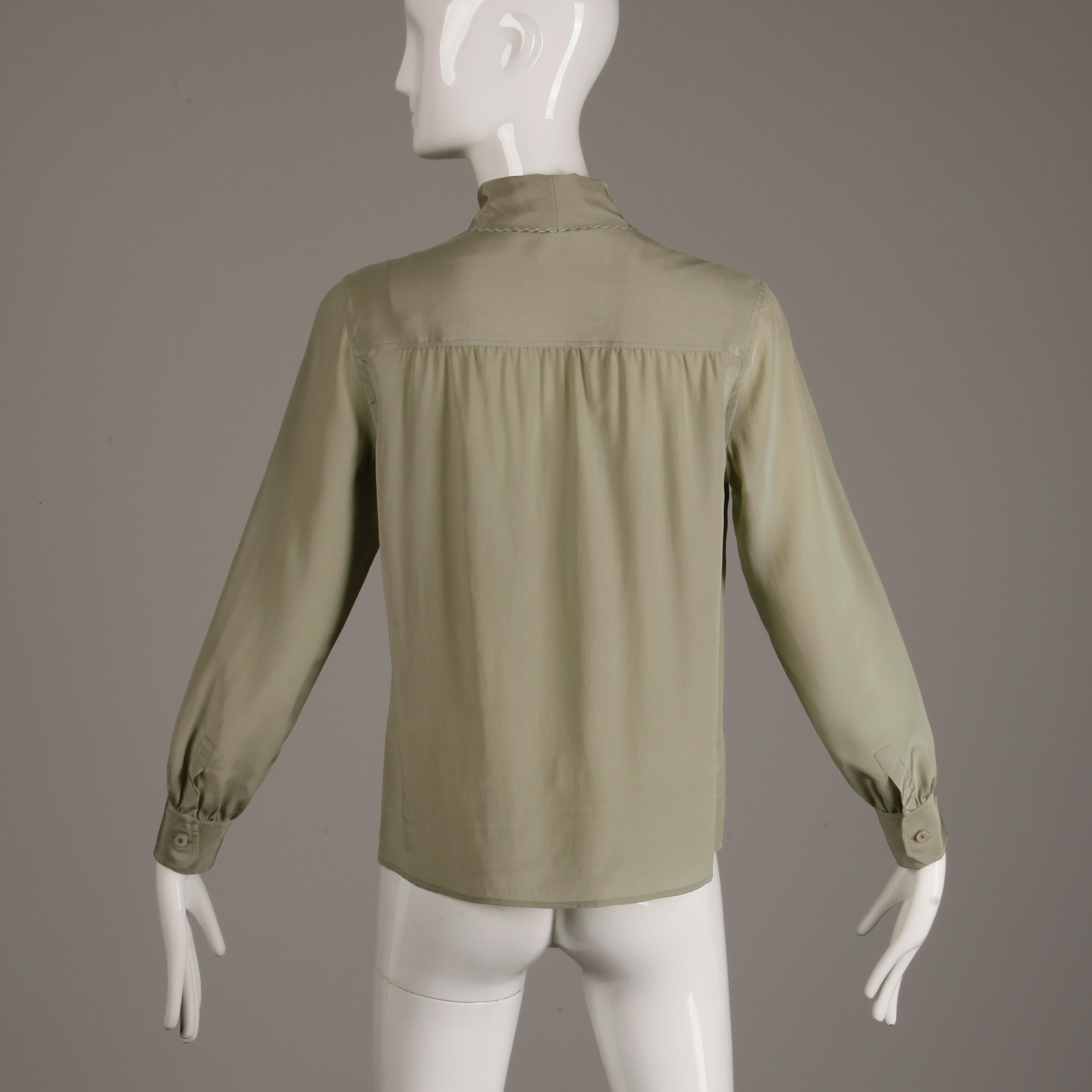 Celine Paris Vintage Silk Blouse; 1970s  1