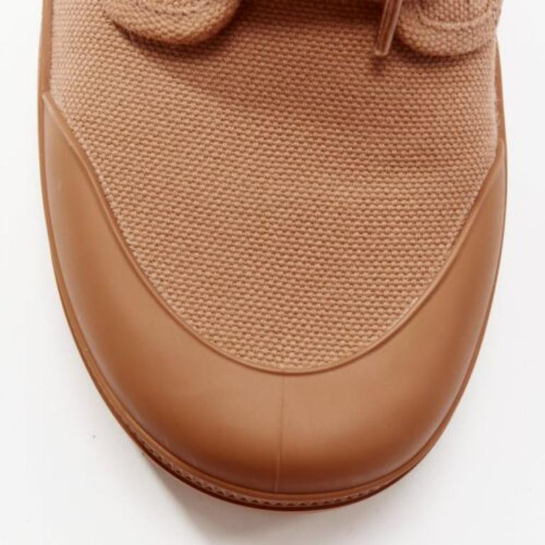 CELINE Patapans Triomphe botas de combate con cordones de piel de lona marrón EU37 en venta 1
