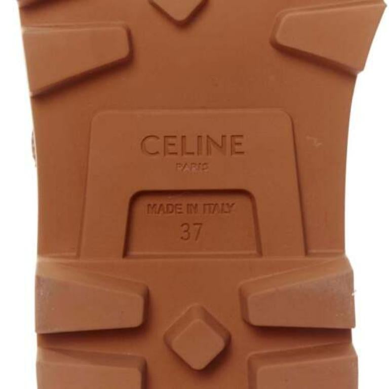 CELINE Patapans Triomphe botas de combate con cordones de piel de lona marrón EU37 en venta 3