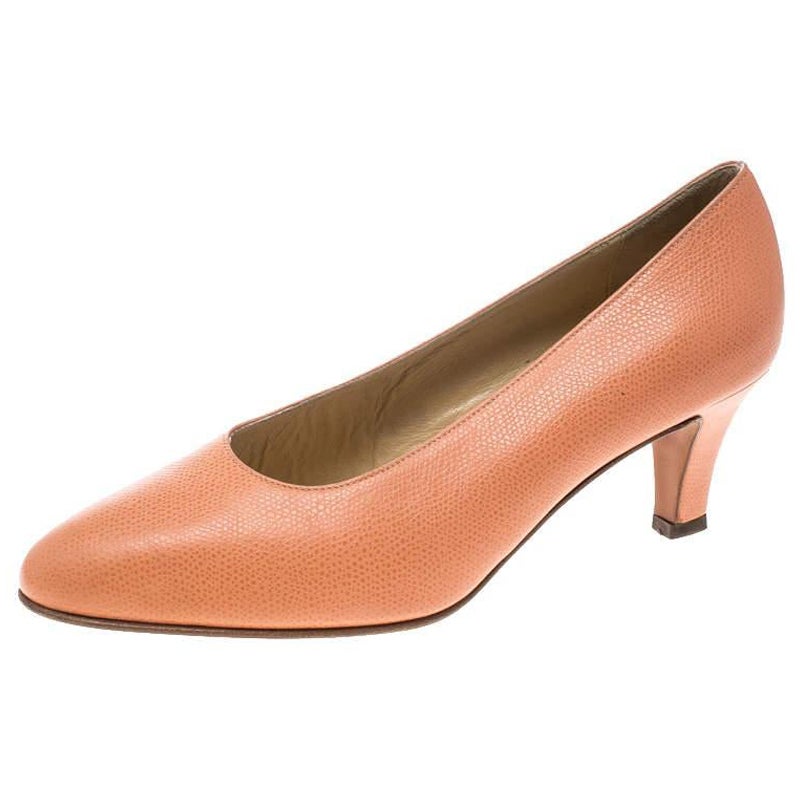 Celine Peach Pink Leather Pumps Size 37.5