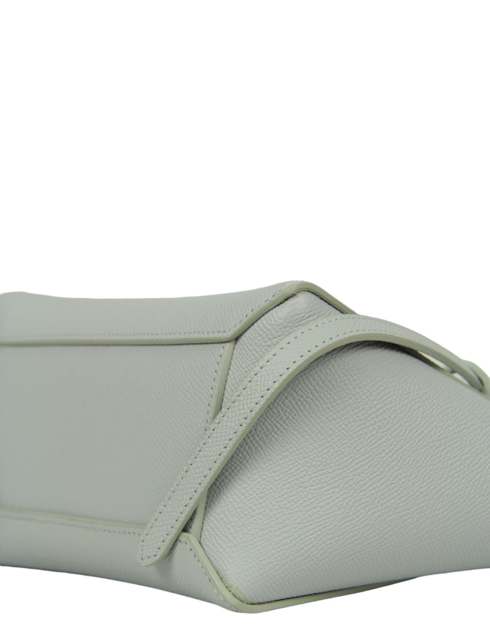 Women's Celine Pearl Grey Grained Leather Nano Belt Bag For Sale