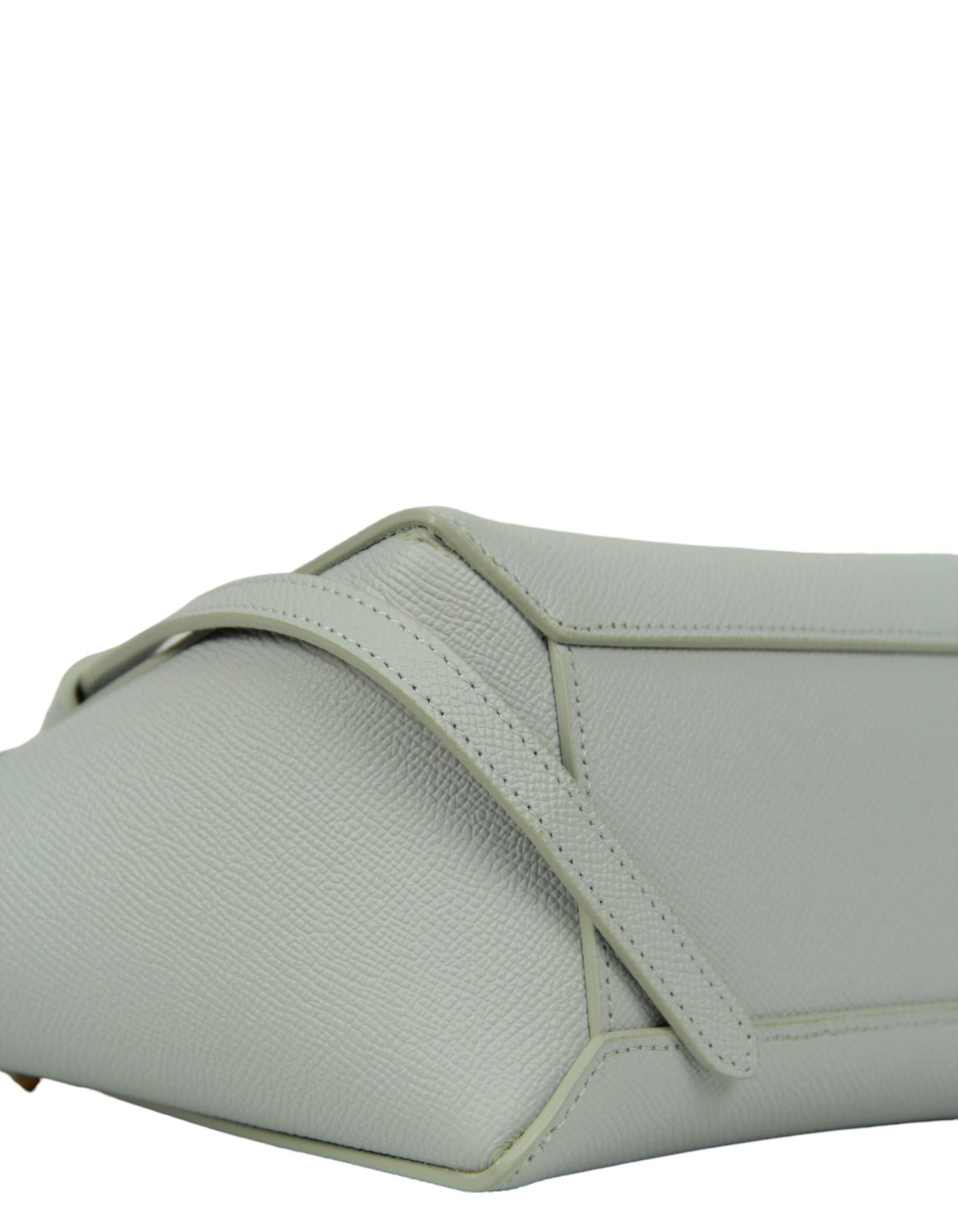Celine Pearl Grey Grained Leather Nano Belt Bag For Sale 1