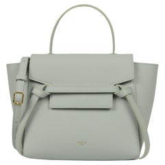 Celine Pearl Grau Genarbtes Leder Nano Gürteltasche