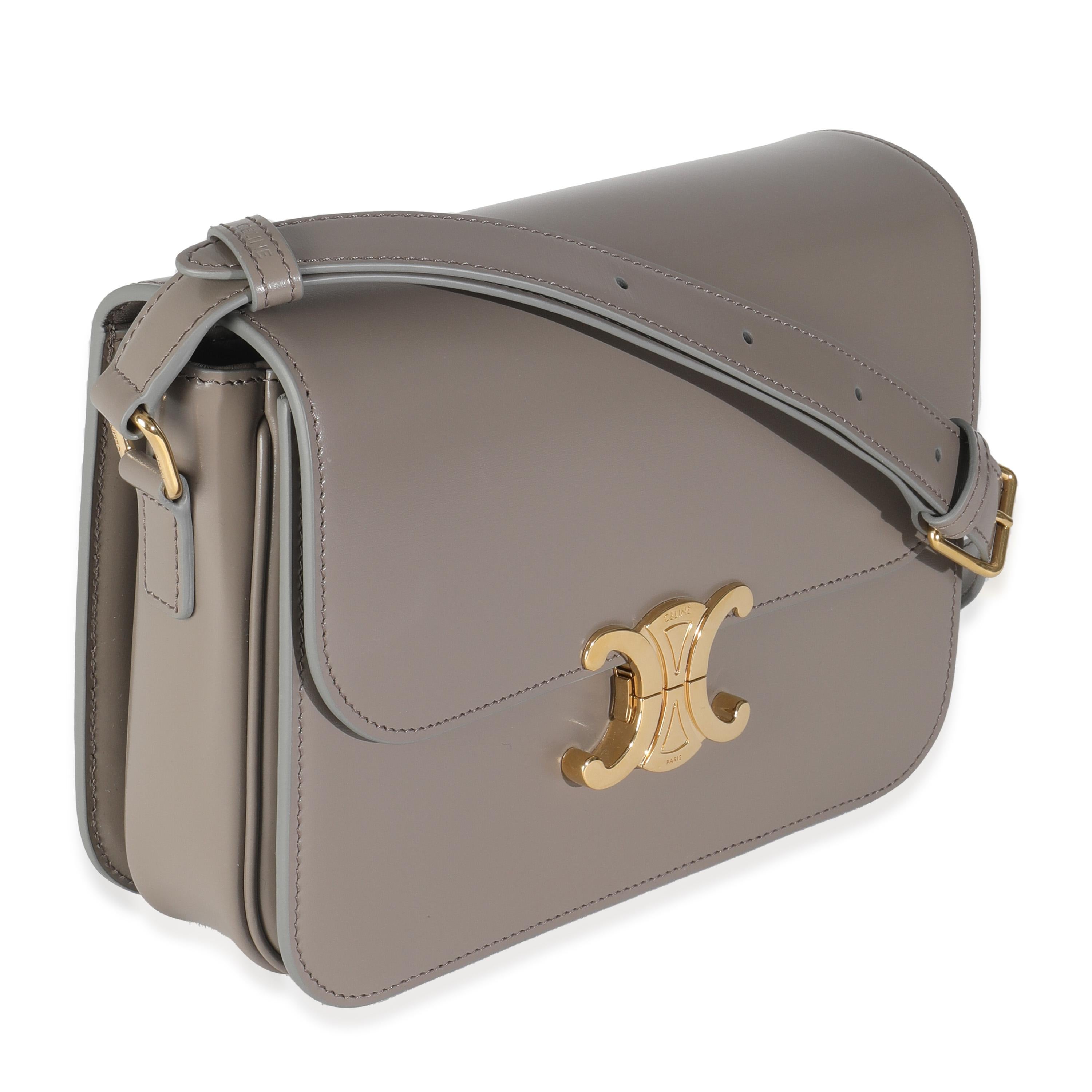 Gray Celine Pebble Shiny Calfskin Medium Classique Triomphe Bag