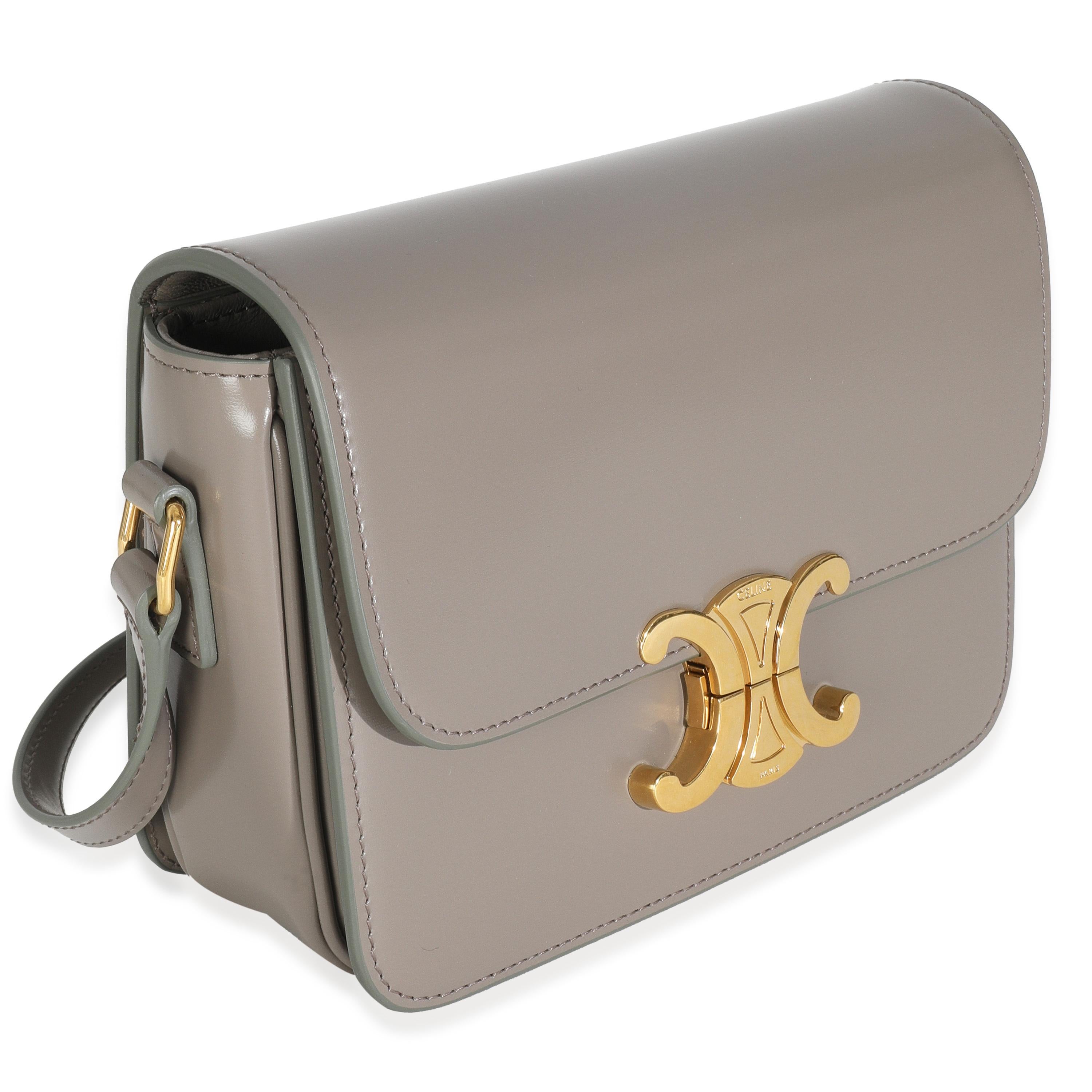 Gris Celine - Sac Triomphe en cuir d'ado en galuchat brillant