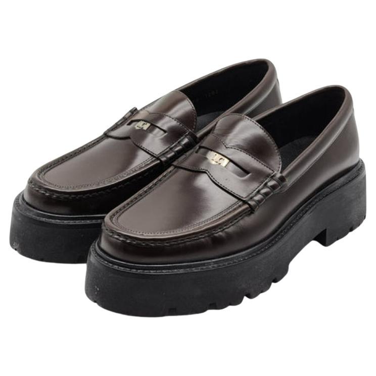 Celine Penny Chunky Loafers Cuir en Brown Taille 43