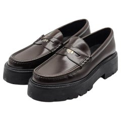 Celine Penny Chunky Loafers in pelle marrone misura 43