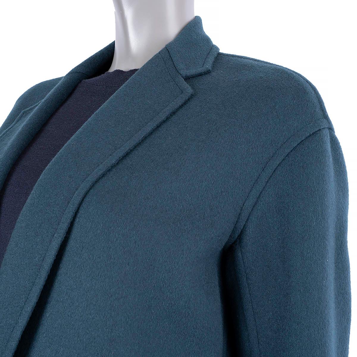 CELINE petrol blue cashmere COCOON Coat Jacket 34 XXS In Excellent Condition For Sale In Zürich, CH