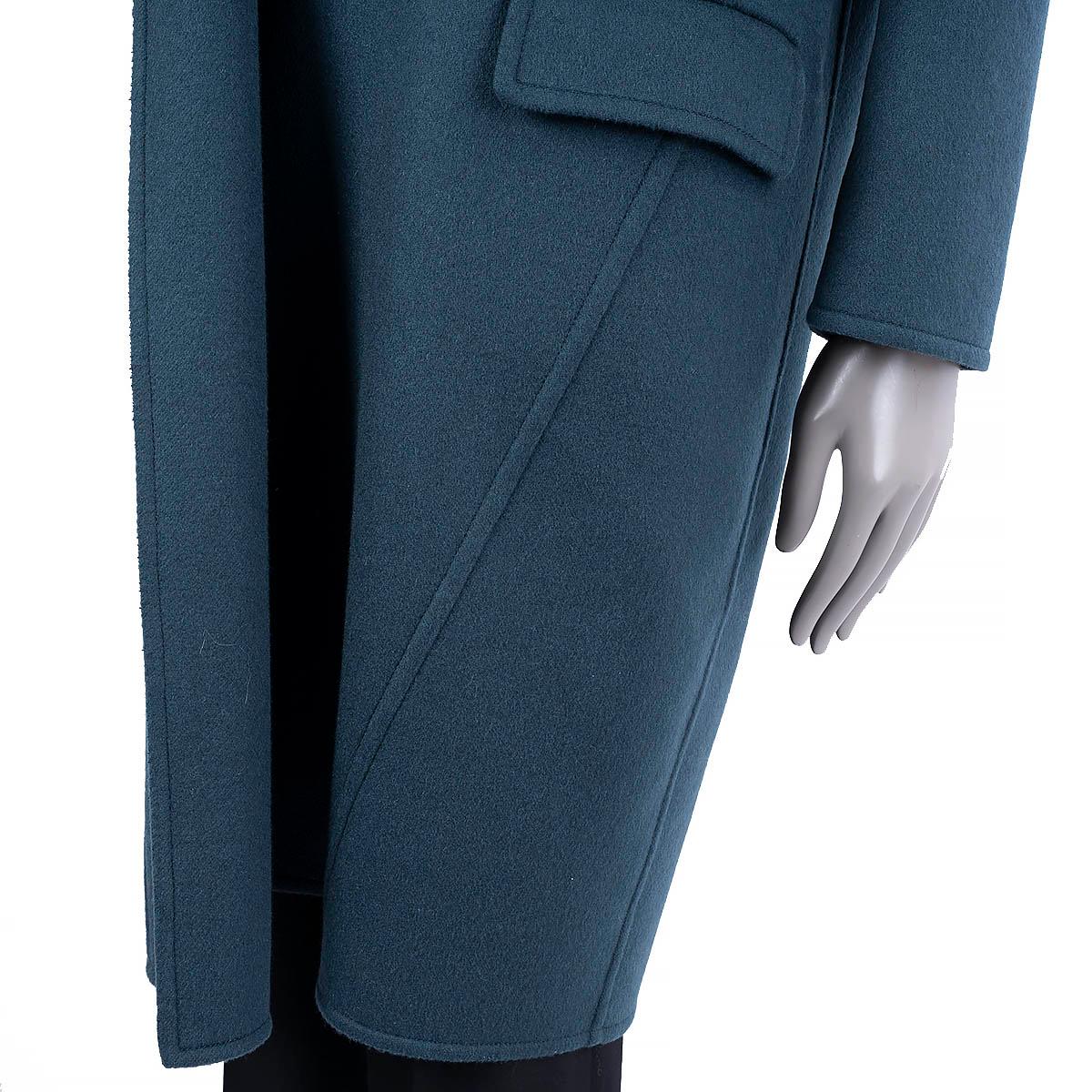Women's CELINE petrol blue cashmere COCOON Coat Jacket 34 XXS For Sale