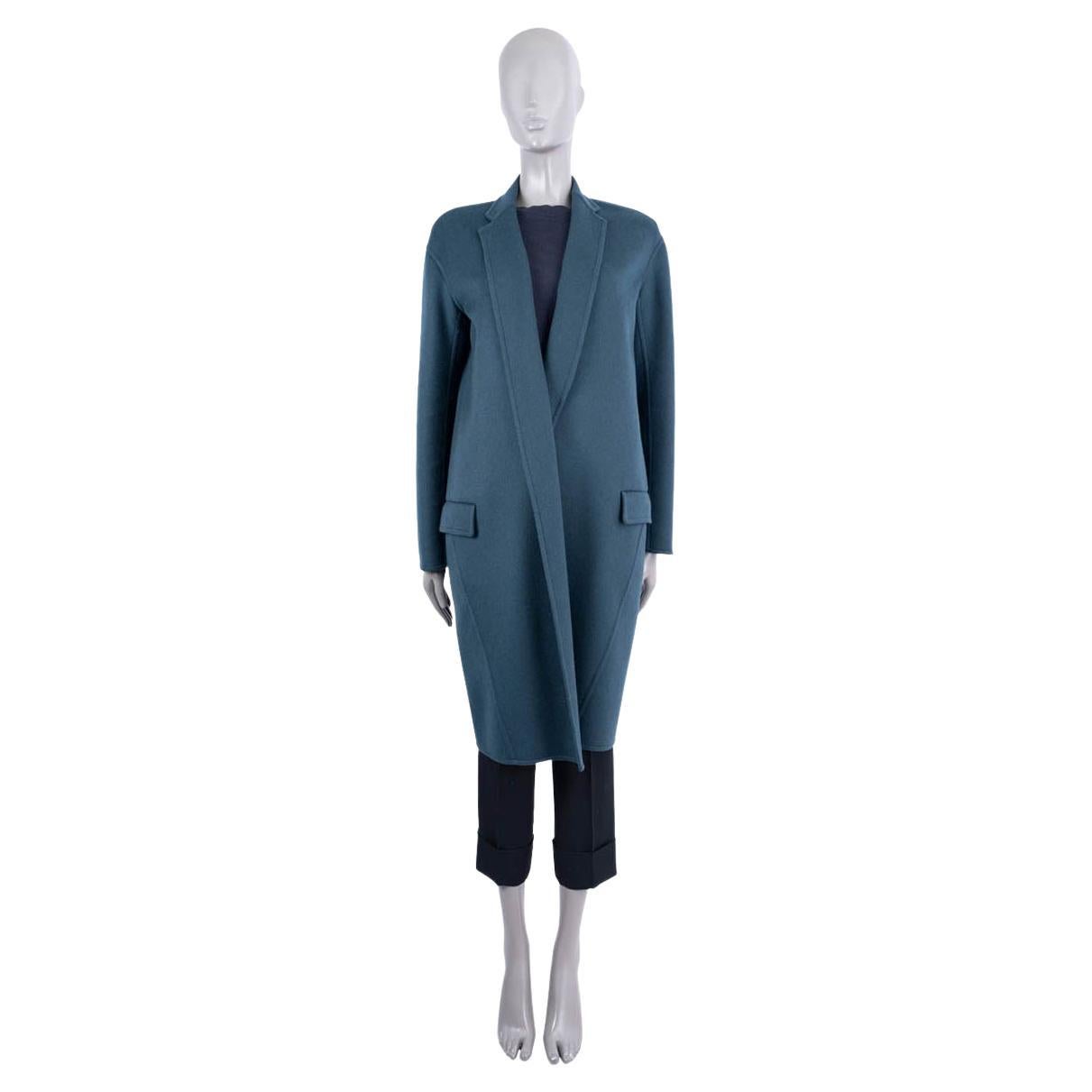 CELINE petrol blue cashmere COCOON Coat Jacket 34 XXS For Sale