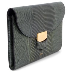 CELINE Petrolgrüne TROTTEUR Clutch mit Eidechsenmuster