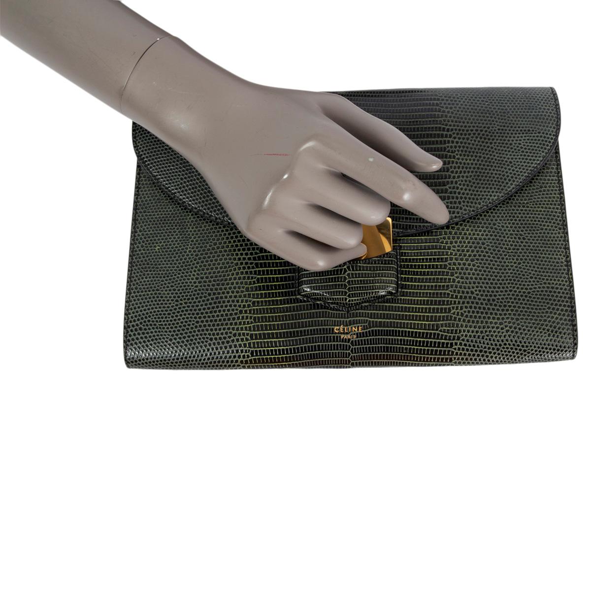 CELINE petrol green lizard TROTTEUR Clutch Bag For Sale 1