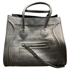 Celine Phantom Schwarze Krokodil-Tasche 