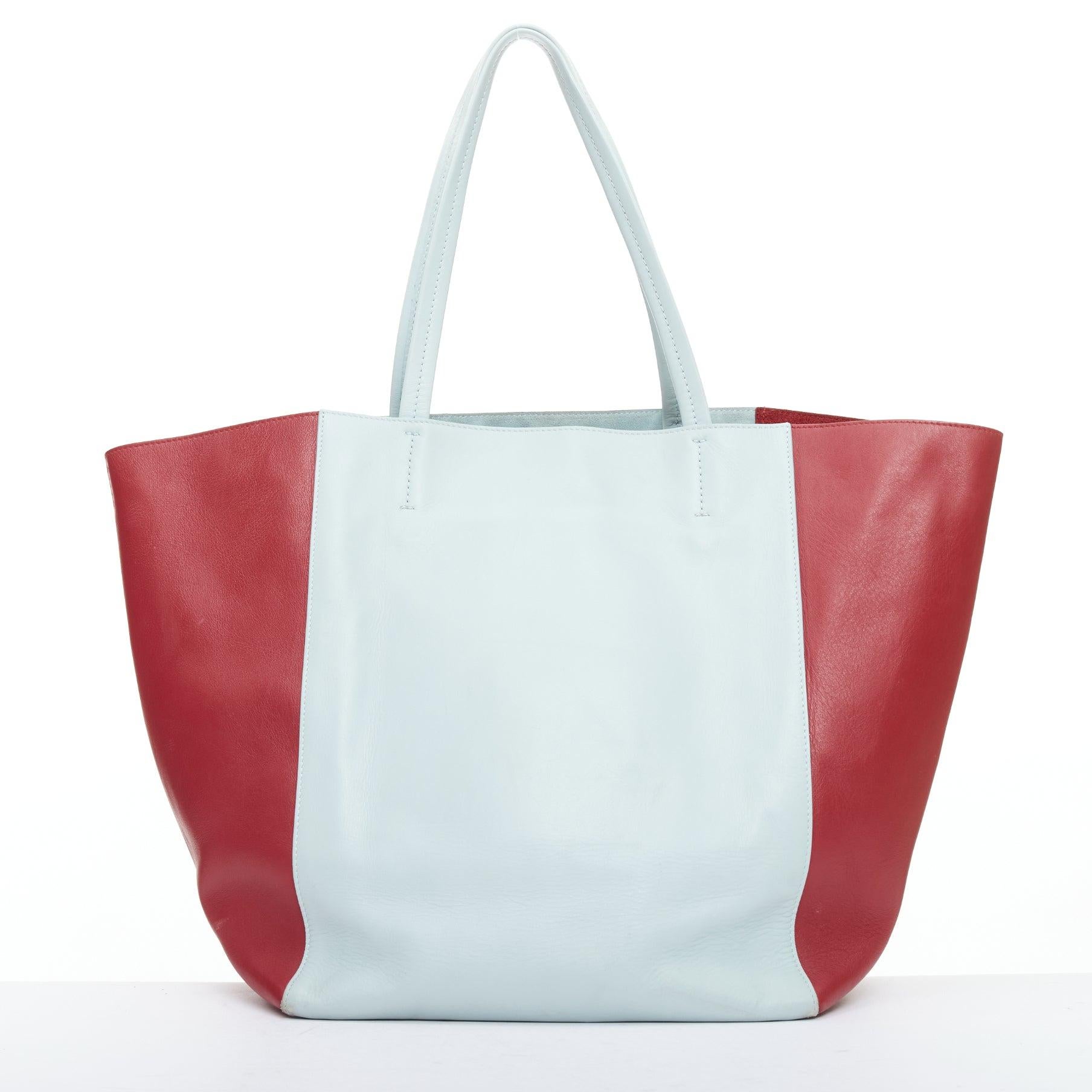 De las mujeres Bolso de mano CELINE Phantom Cabas azul bebé rojo bicolor horizontal en venta