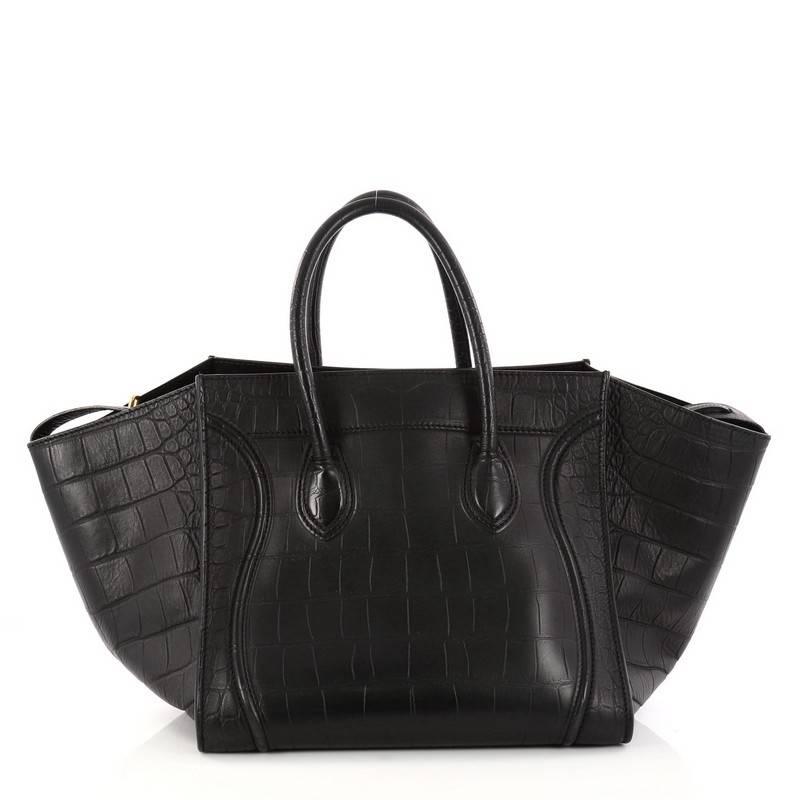 Celine Phantom Handbag Crocodile Embossed Leather Medium In Excellent Condition In NY, NY