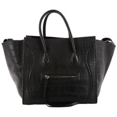 Celine Phantom Handbag Crocodile Embossed Leather Medium
