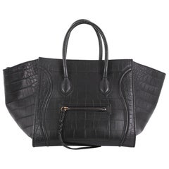Celine Phantom Handbag Crocodile Embossed Leather Medium