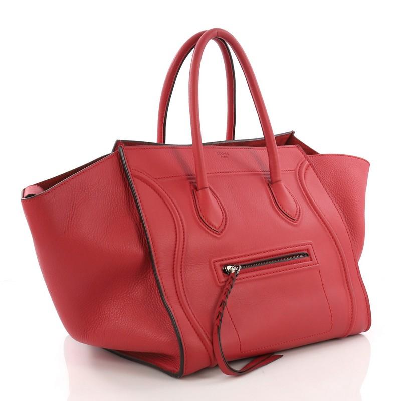 Red Celine Phantom Handbag Grainy Leather Medium