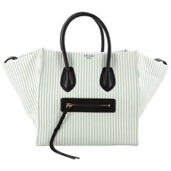 Celine Phantom Handbag Striped Canvas and Leather Medium