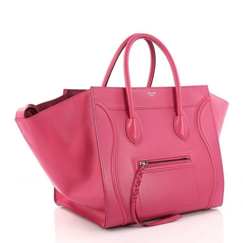 Pink Celine Phantom Handbag Textured Leather Medium