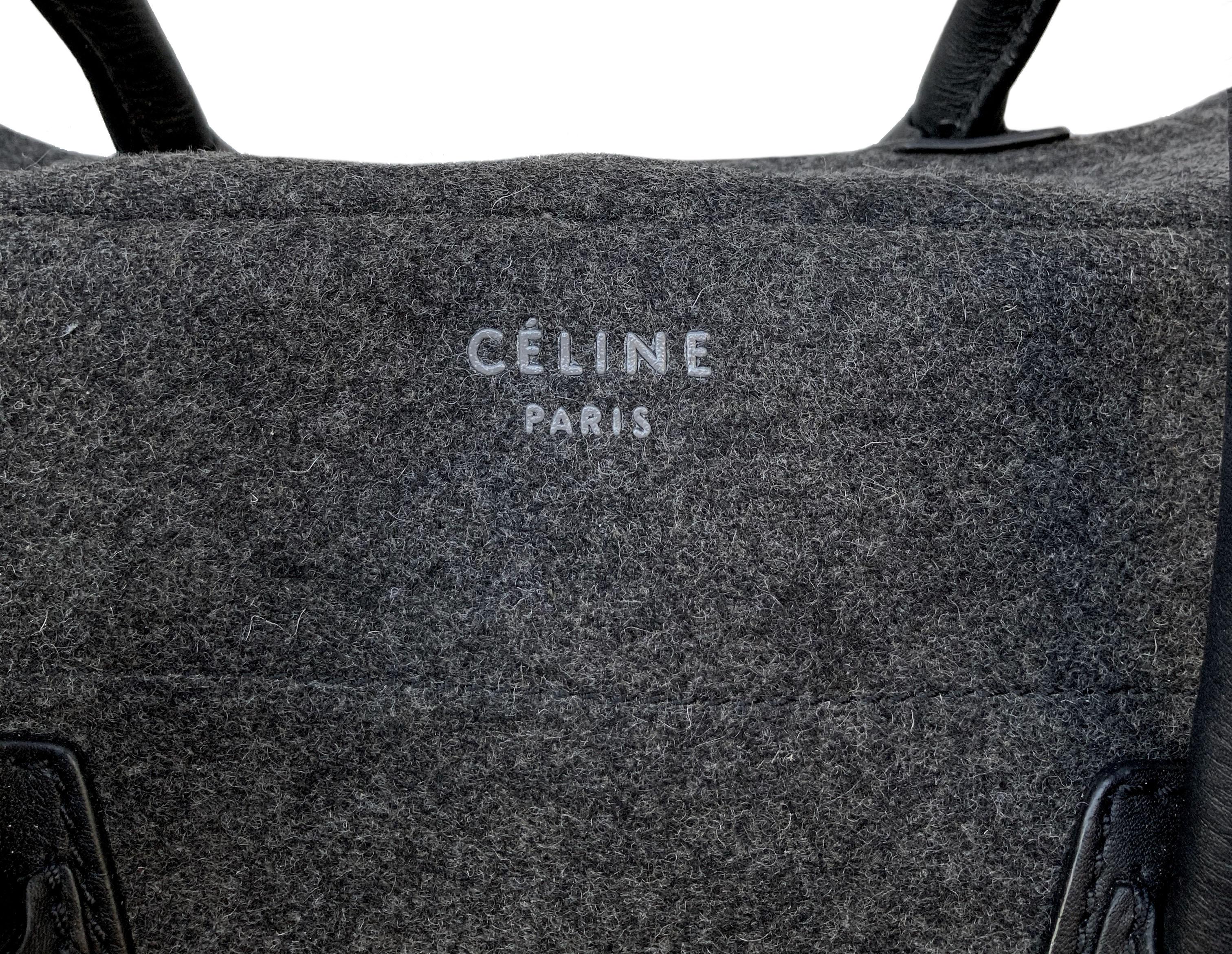 Black Celine Phantom Luggage GM Felt Wool Bag