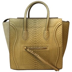 Cèline Phantom Luggage Python Snakeskin Beige Sand Color Large Purse