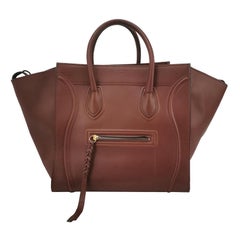 Celine Phantom Mini Burgunderfarbenes Leder 30cm