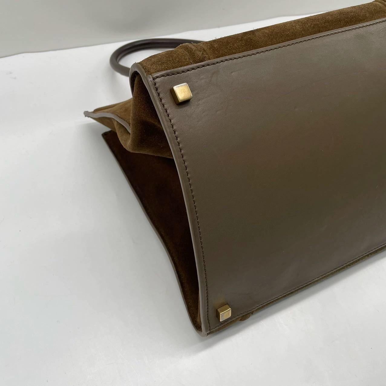 Celine Phantom Mini Dunkelbraunes Wildleder 30cm im Angebot 10