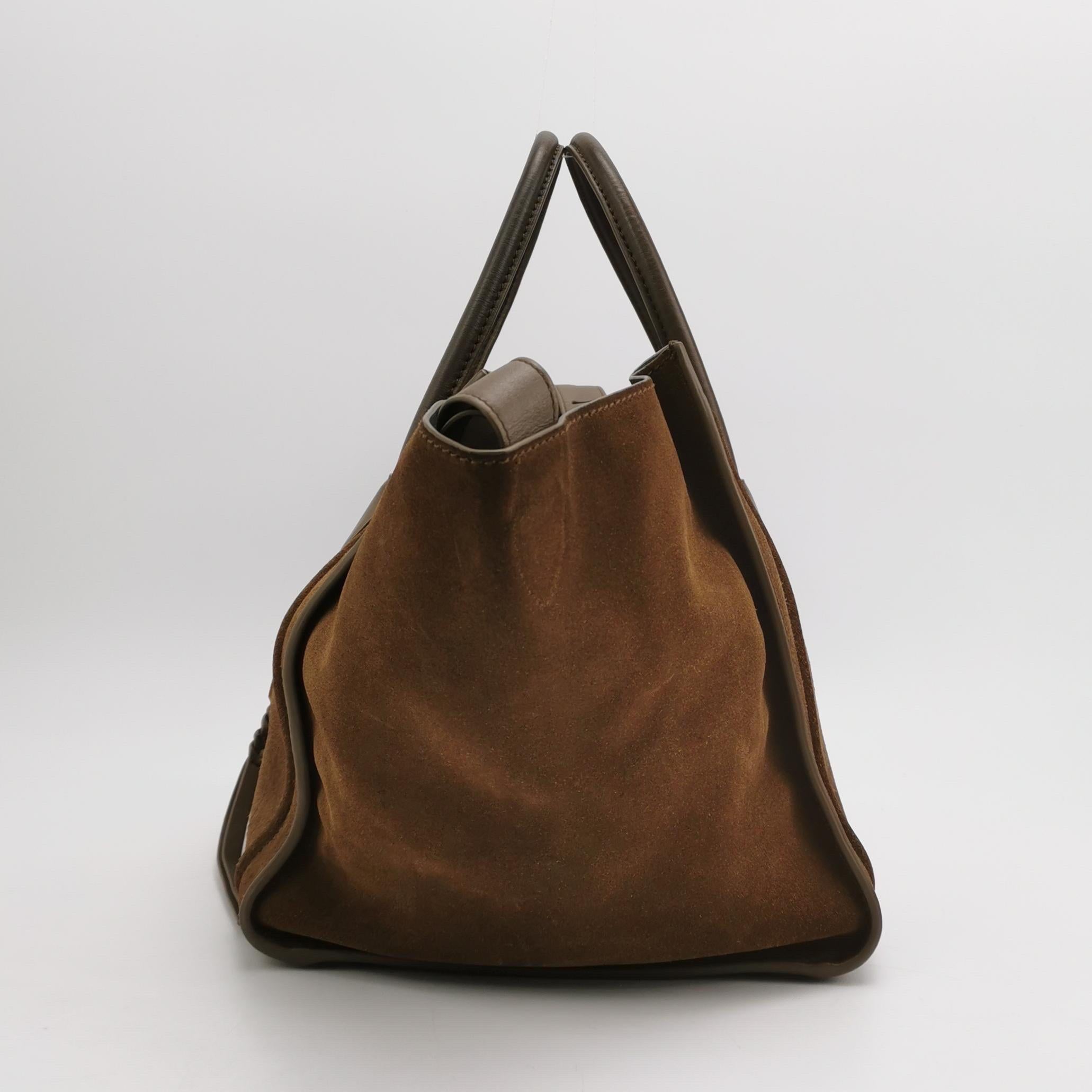 Celine Phantom Mini Dunkelbraunes Wildleder 30cm Damen im Angebot