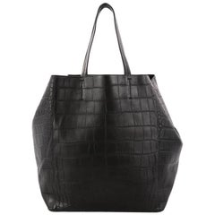 Celine Phantom Tie Cabas Tote Crocodile Embossed Leather Small