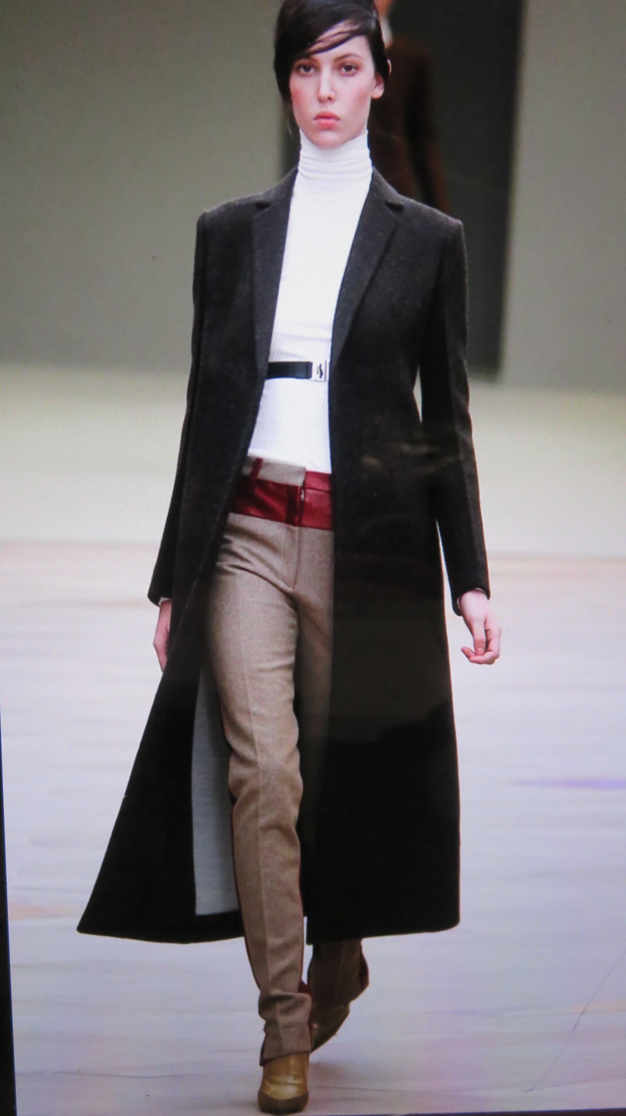 Celine Pheobe Philo Pantaloni in lana e pelle a blocchi di colore A/I 2011 in vendita 5