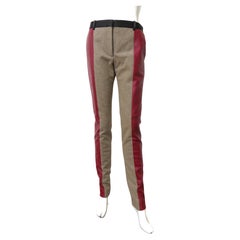 Celine Pheobe Philo Pantaloni in lana e pelle a blocchi di colore A/I 2011