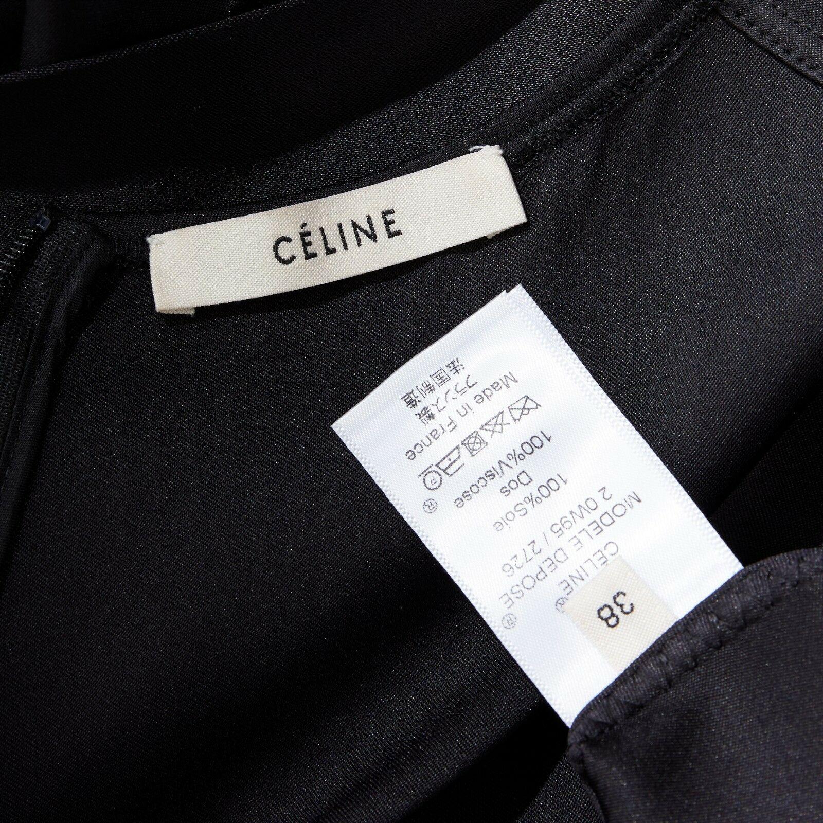 CELINE PHILO 100% silk black draped back paneled hem blouse top FR38 M 5