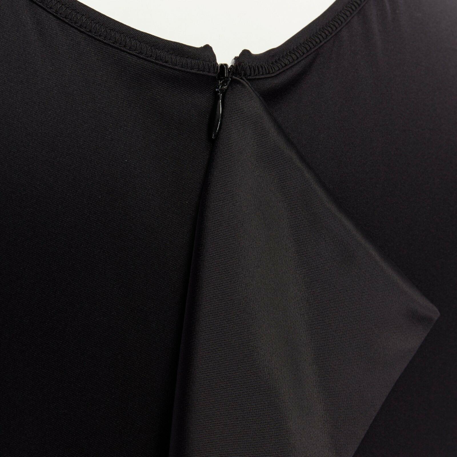 Black CELINE PHILO 100% silk black draped back paneled hem blouse top FR38 M