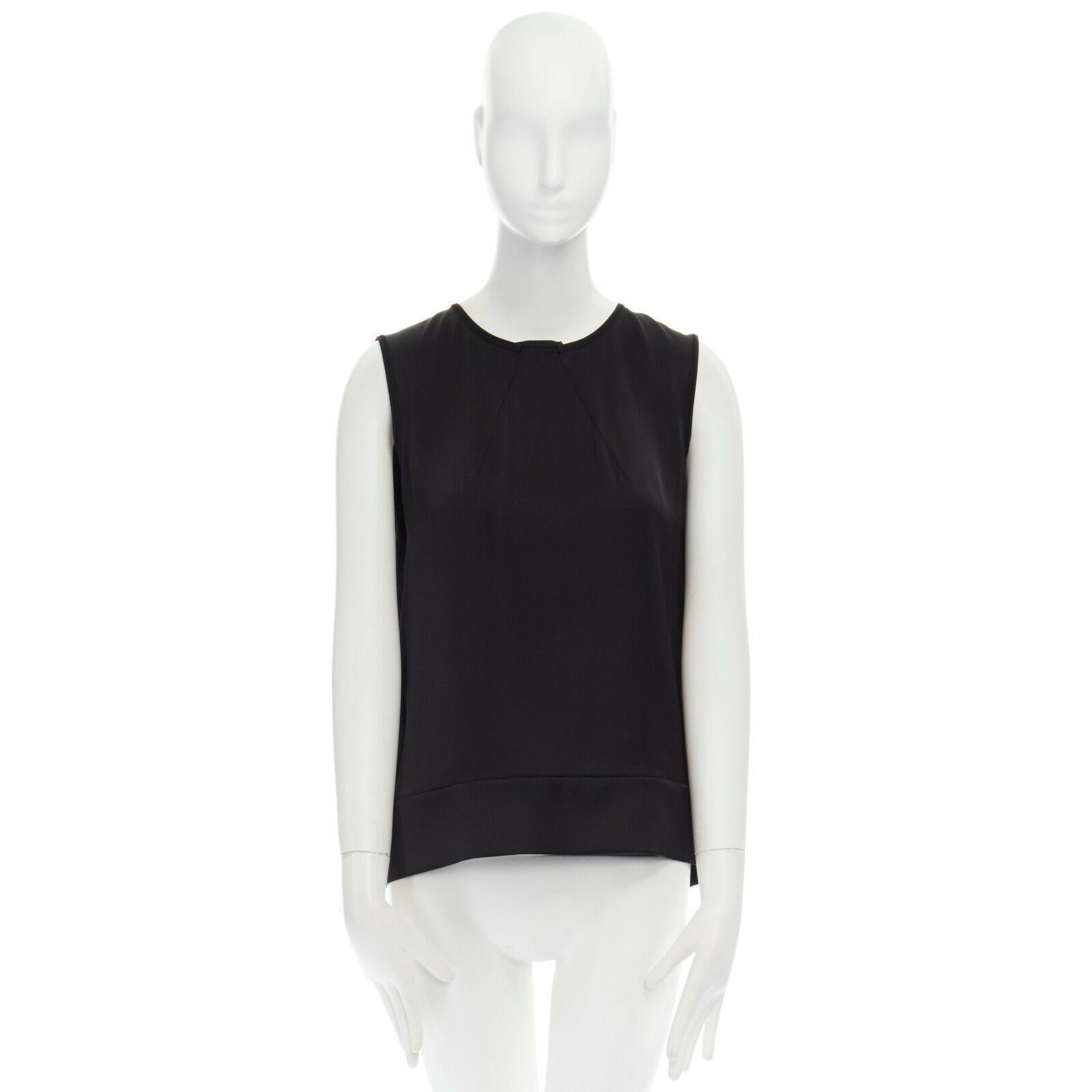CELINE PHILO 100% silk black draped back paneled hem blouse top FR38 M In Excellent Condition In Hong Kong, NT