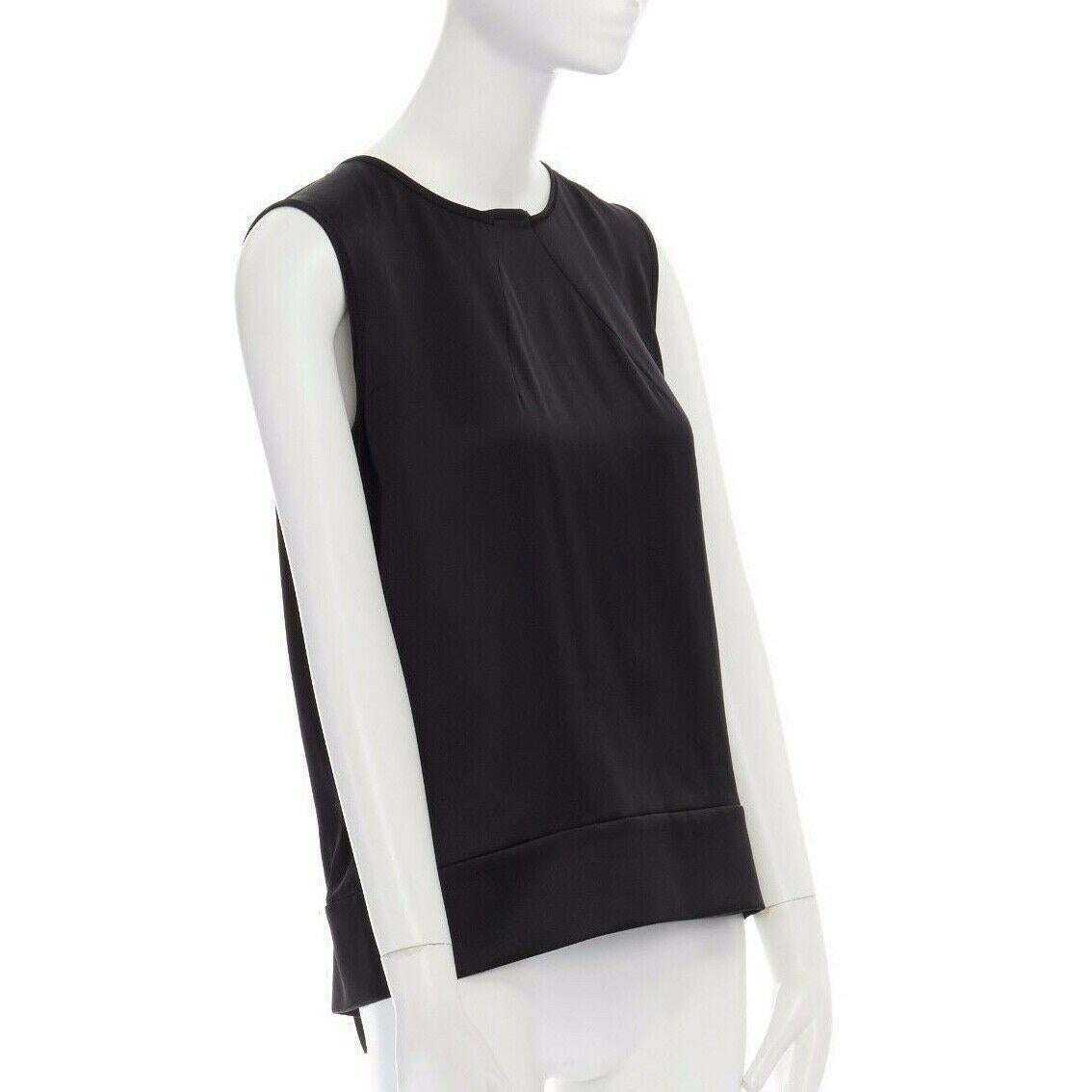Women's CELINE PHILO 100% silk black draped back paneled hem blouse top FR38 M