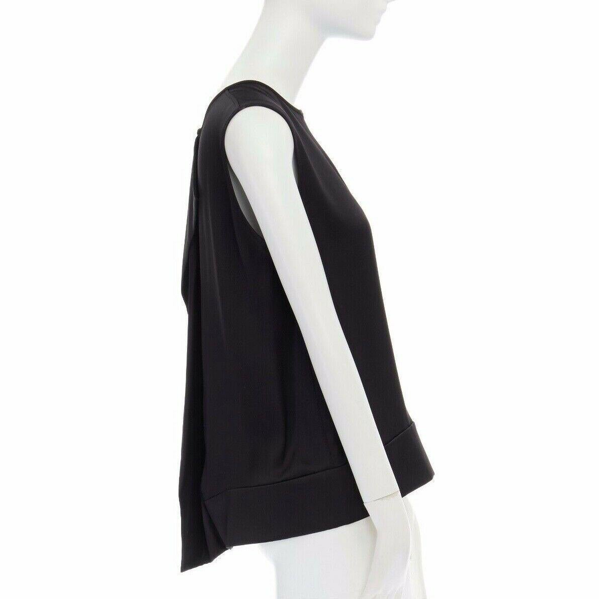 CELINE PHILO 100% silk black draped back paneled hem blouse top FR38 M 1