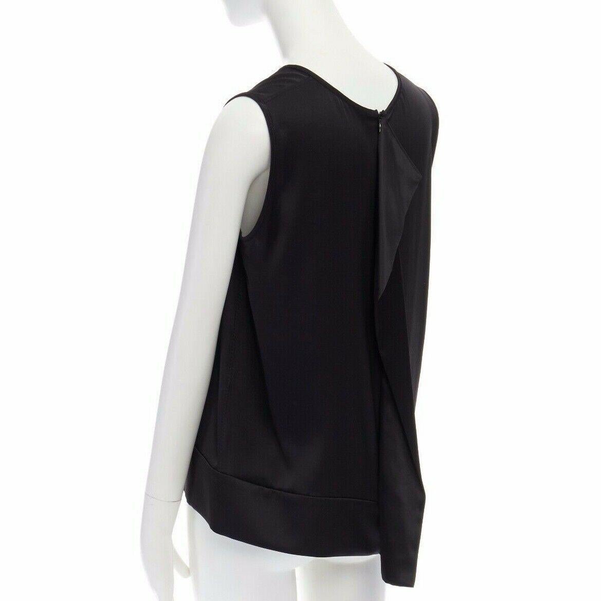CELINE PHILO 100% silk black draped back paneled hem blouse top FR38 M 2