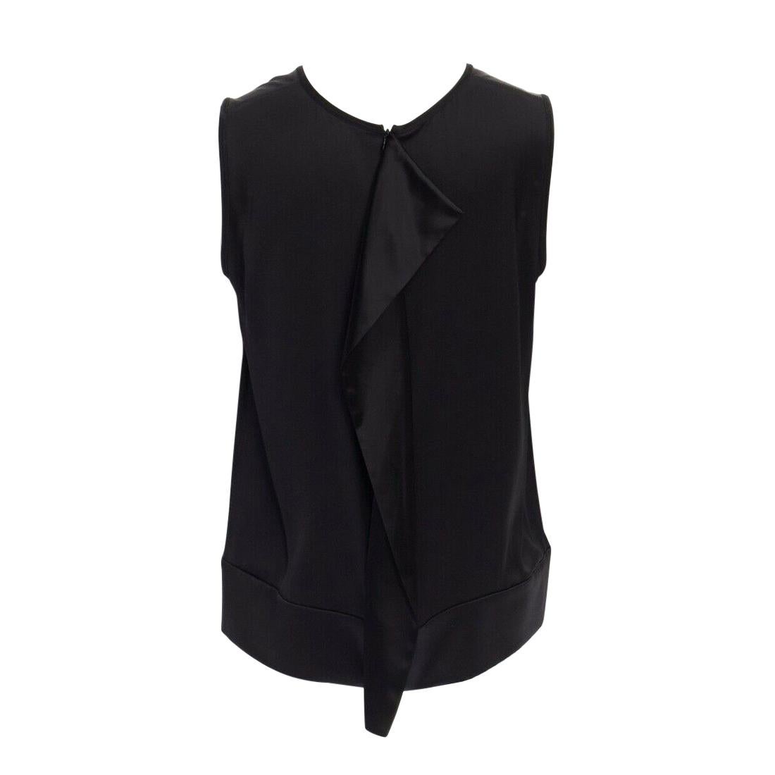 CELINE PHILO 100% silk black draped back paneled hem blouse top FR38 M