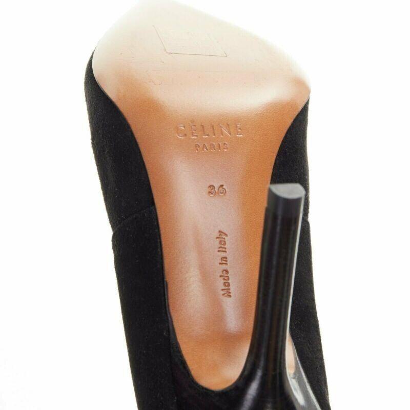 Celine PHILO Babouche On Heel 105 mule en daim noir à bout pointu avec découpe EU36 en vente 6